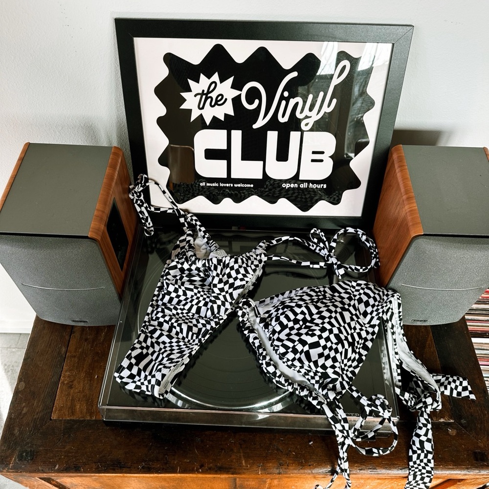 Wild Fable Fable Optic Checkerboard String Bikini - Top L & Bottom M